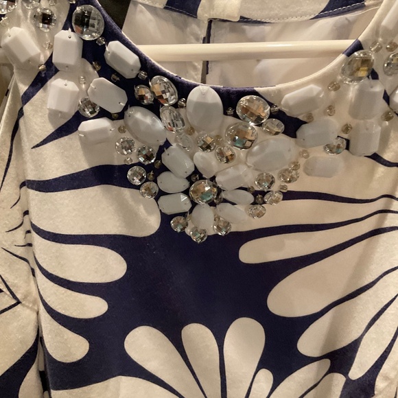 INC International Concepts Beaded Blue & White Dress PRICE DROP - Picture 2 of 8